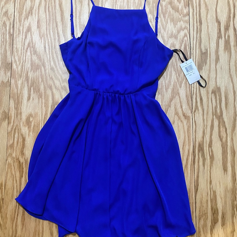 Open back royal blue dress